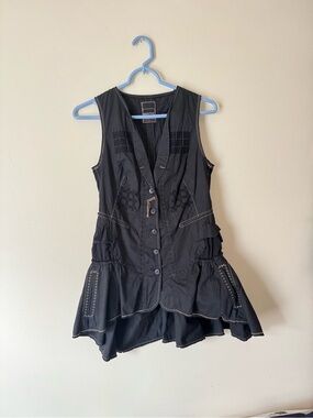 Marithe Francois Girbaud Black Sleeveless Collared Flare Midi Dress | Size M - W